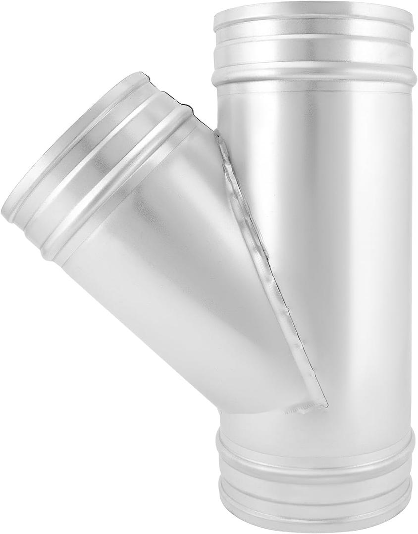 QWORK 5" Duct Splitter, 3 Way Duct Hose Connector, 12.4" Long 45 Degree 5 Inch Dia Branch Metal Ducting Connector Adapter/Splitter