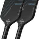 TENVINA Pickleball Paddles, Multi-Layer T700SC Textured Carbon Fiber Pickleball Paddle, 4-Types of Thicknesses and Shapes, USAPA Approved Pickle Ball Paddle, Strong Power and Spin Surface (2-Pack of Carbon-Elongated-16MM)