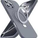 SKYLMW Designed foriPhone 16 Pro Case with Magnetic Invisible Stand Compatible with Mag-Safe Military Drop Tested Shockproof SiliconeiPhone 16 Pro Phone Cases for Women Men 6.3'', Grey, 2 Pack