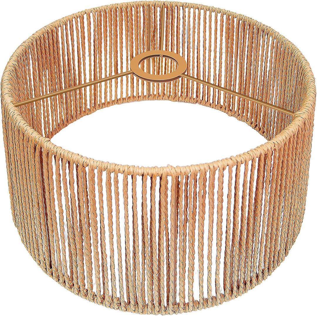 Hanging Pendant Lamp Shade(12.6"×6.7"), Boho Rattan Lampshade, Hand-woven Wicker Light Shade for Floor Lamps, Table Lamps, Wall Sconces