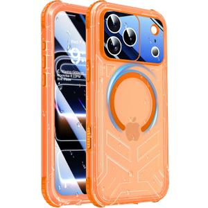 for iPhone 17 Pro Waterproof Case Magnetic, Built in Camera Control [Screen Protector] [Lanyard], Fit for Magsafe Heavy Duty Military Rugged Full Body IP68 Phone Case, 6.3" Frosted Orange
