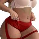 Women's Yoga Shorts with Garters High Waist Slim Sexy Bodycon Booty Dance Hot Pants Bandage Workout Butt Lifting (Red, L)