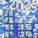 Blue Sliver Graduation Decorations Class of 2025 Graduation Balloon Boxes with Letters 2025 Grade Party Decorations with Lights for Class of 2025 Decor Grade Party Supplies (Silver)