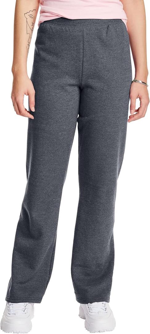 Hanes womens Comfortsoft Ecosmart Women's Open Bottom Leg Fleece athletic sweatpants, Slate Heather, Large