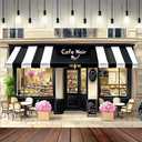 Paris Cafe Birthday Party Photo Backdrop for Girls Floral French Parisian Cafe Tea Party Background Bakery Buffet Decorative Photography Backdrop Cake Table Decor Banner (A, 9x6 Feet)