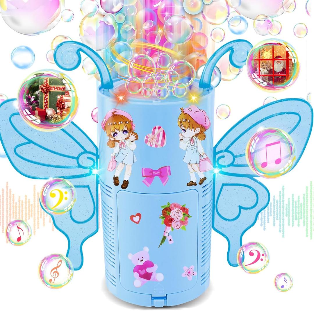 Bubble Machine for Kids - Automatic Bubble Maker with LED Light & Music, Rotating 360 UFO Toys, Safe Bubble Blower for Pets Dogs Cats, Cool Outdoor Toy for 1-3 3-8 Year Old Boys Girls Birthday Gifts