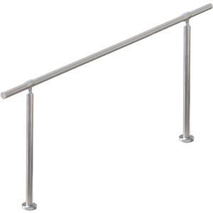 5 Step Stair Railing, Handrail for Indoor Outdoor Steps, 1.65 in Round DIY 304 Stainless Steel Transitional Porch Deck Hand Rail with Installation Kit for Seniors, Silver, 67 x 36 in