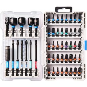 toolant Impact Driver Bit Set,52-Piece S2 Steel Screwdriver Bit Set,Hex,Torx,Phillips,Slotted,Square Bits and Nut Driver with Case