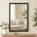 36"x24" Rectangular Solid Wood Farmhouse Decorative Wall Mirror