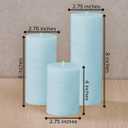 Simply Soson 3x4, 3x6, 3x8 inch Light Blue Pillar Candles, Set of 3 Pillar Candles, Rustic Texture, Unscented Candles, Dripless Candles, Ideal as Wedding, Parties, Spa, Dinner, Home Decor, Church