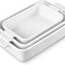 Jassceram Casserole Dishes for Oven, 3-Piece Ceramic Baking Dish Set, Rectangular Lasagna Pan Deep with Handles, Nesting Bakeware for Baking & Roasting, Oven Safe (9.6 to 13.1 Inch), White - Christmas Gift