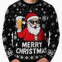 Pullover Sweaters For Men Funny Snowflake Santa Hilarious Xmas Claus Soft Pullover Long Sleeve Knitted Sweaters Black, Medium