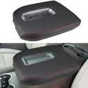 INTGET Center Console Cover for Chevy Silverado & GMC Sierra Accessories 2019 2020 2021 2022 2023 2024 2025 Leather Armrest Lid Arm Rest Box Protector (Red Stitches, Bucket Seat 19-25)