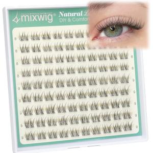 Short Lash Clusters 8-9MM Natural Eyelash Clusters Invisible Band Cluster Eyelash Extensions Wispy Cluster Lashes C Curly Individual Lashes 90PCS DIY Lash Extension by Lvmixwig