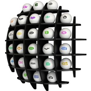 Golf Ball Display Case Acrylic, Spherical Golf Ball Display Rack, Golf Ball Display Case Wall Mounted, Golf Ball Case Display up to 26 Golf Balls,Black
