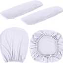 Tallew 4 Pcs Office Chair Covers Set Computer Universal Protective Stretchable Chair Seat Covers Desk Armrest Cover Pads Office Cushion Backrest for Rotating(Regular,White)