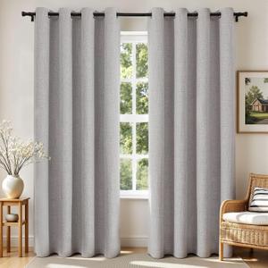 Joydeco Blackout Curtains for Bedroom, Linen Black Out Curtains 84 Inch Long, Light Blocking Drapes 2 Panels Set with Grommet for Living Room Window, Thermal Insulated Room Darkening Privacy Drapes