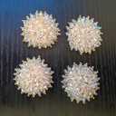 Round Handmade Bead Crystal Flower Decorative Cloth Sticker Decoration, Chest Flower/Hair Clip/Hair Accessory Decorative Material Diamond Decoration (White)