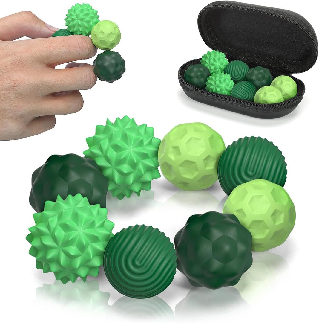Magnetic Balls Fidget Toys Adults - 8pcs Sensory Attraction Balls Toys with Silicone Shell for to Hands Anxious Mind, Office Desk Fidget for Anxiety Relief, Easter Basket Stuffers for Teens Girls (Green)