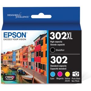 EPSON 302 Claria Premium Ink High Capacity Black & Standard Color Cartridge Combo Pack (T302XL-BCS) Works with Expression Premium XP-6000, XP-6100