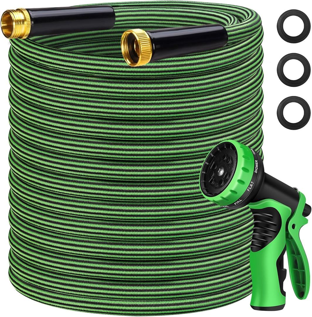 Garden Hose 100 ft Flexible Non-Expandable Water Hose Kink-Free Ultra Lightweight Leak-Proof Durable Portable Wear-Resistant Hoses Pipe with 3/4" Brass Fittings for Outdoor Yard Lawn Car Wash