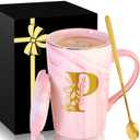 Personalized Ceramic Coffee Mug with Lid Tea Cup Women Teacher Coworker Assistant Principal Christmas Paraprofessional Administrative Professional It Hr Admin Day French Nursing Spanish Swim Latin,P