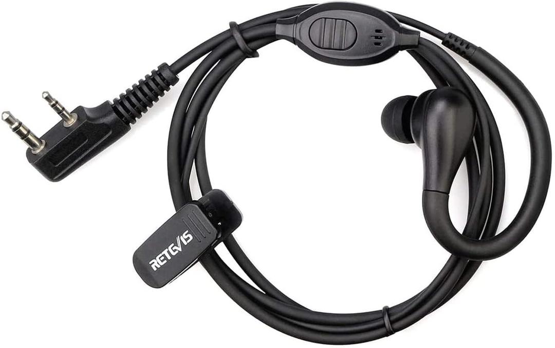 Retevis RT22 Walkie Talkie Earpiece with Mic, Earhook, 2 Pin, for RT22 RT68 RT21 H-777 RT86, Compatible with Pxton, Baofeng BF-888S/BF-T26, Kenwood Two Way Radio, Two Way Radio Earpiece(1 Pack)