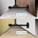 Door Stoppers, 6 Inch Long Door Stop Heavy Duty Stainless Steel Doorstops Wall Mount Door Stops with Sound Dampening Rubber Tip, Modern Door Stoppers for Bottom of Door, Black 1 Pack