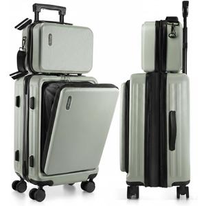 22 Inch Carry On Luggage 22x14x9 Airline Approved, Small Carry On Suitcase, Hard-shell Carry-on Luggage with Wheels, Durable Expandable Sage Green Luggage Carry-On with Cosmetic Case