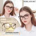 MARE AZZURO Oversized Reading Glasses Women Large Square Readers 1.0 1.25 1.5 1.75 2.0 2.25 2.5 2.75 3.0 3.5 4.0 5.0 6.0 (Leopard)