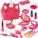 Toddler Pretend Makeup Kit for Girls, Play Makeup Set for Kids 3-5 4-6, Fake Make up Toy with Unicorn Purse, Toddler Girl Toys for 3 4 5 6 7 Year Old
