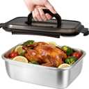 QCQHDU Stainless Steel Food Storage Containers, 3800 ML/ 129 oz / 16 Cup Large Food Storage Meal Prep Containers with Airtight Lids for Roasting Turkey, Chicken, Baking Casserole, Fruits, Party