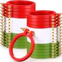 Knitgrip 24 Pcs Christmas Embroidery Kit Decoration Adjustable 3 Inch Embroidery Hoop Plastic Circle Cross Stitch Hoop Ring Art Craft Handy Sewing for Xmas Decoration Wall Wedding Garlands