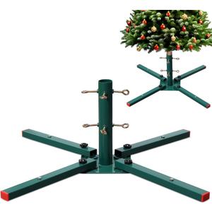 FLY HAWK Christmas Tree Stand, 2.28 Foldable Artificial Christmas Tree Metal Ornament Holder Universal Model Adjustable Umbrella Stand Artificial Christmas Tree for Pine SprucePoplar green