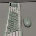 Wireless Keyboard and Mouse Combo, Full-Sized Wireless Keyboard and Adjustable DPI Mouse, 2.4GHz USB Receiver, Silent Keyboard and Mouse for PC, Windows, MAC, Desktop, Laptop (Avocado Green)