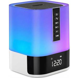 Hetyre Night Light Bluetooth Speaker, 5 in 1 Touch Control Bedside Lamp Dimmable Multi-Color Changing, Bedroom Alarm Clock, Best Birthday Gift Ideas for 10 11 12 13 14 Year Old Teenage Girls/Boys