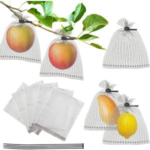 ZIFTY 25Pcs Fruit Protection Bags 6x8 Inch Wire Mesh Bags with100FT Bird Scare Tape and 30 Ties Netting Cover for Protecting Fruits and Vegetables, Plant Protectors from Animals