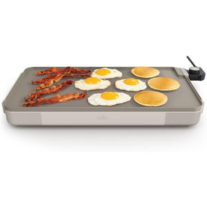 bella 12" x 22" Electric Griddle with EverGood Ceramic Nonstick Coating, Removable Temperature Probe, Dishwasher-Safe Drip Tray & Cool Touch Handles, Cook up to 15 Eggs, 1500 Watt, Oatmilk