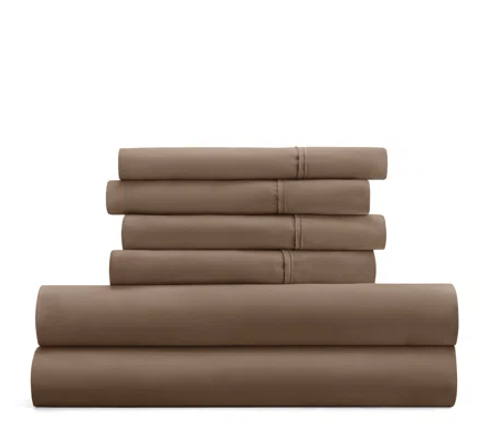 Modern Threads Soft Microfiber Solid Sheets - setLuxurious Microfiber Bed Sheets 62 inch - Includes Flat Sheet, Fitted Sheet with Deep Pockets, & Pillowcases Brown Queen 4 pillows 33×19 in