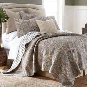 Levtex Home - Kasey Quilt Set - Full/Queen Quilt (88x92in.) + Two Standard Pillow Shams (26x20in.) - Paisley - Red, Blue, Beige, Yellow, Black, and White - Reversible - Cotton Fabric