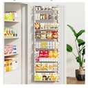 MIAOLI Over the Door Organizer, White 8-Tier Pantry Door Organizer with Adjustable Basket, Hanging Spice Rack Cabinet Door Shelves, Laundry Room Organization and Storage