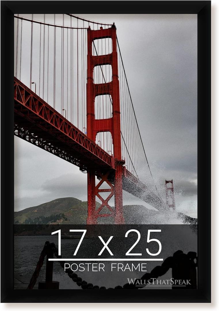 wallsthatspeak 17x25 Black Picture Frame for Puzzles Posters Photos or Artwork, Pack of 2