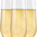 Ciaell 24 Pack Gold Plastic Champagne Flutes - 9 Oz Disposable Champagne Glasses - Stemless Mimosa Glass for Parties & Weddings & Birthdays