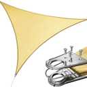 Royal Shade 28' x 28' x 28' Beige Triangle Super Ring Sun Shade Sail Canopy RSAWTN, Heavy Duty Durable Structure, Reinforced Corners & Edges, 260 GSM Permeable Fabric (We Make Custom Size)