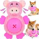 Interactive Dog Toys, Plush Dog Toy with Treat Dispensing Ball, Squeaky Dog Toy with Cute Plastic Paws for Playing,Slow Eat Hiding Food Enrichment Toy for Small & Medium Breeds(Pink)