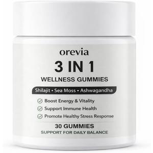 orevia 3-in-1 Wellness Gummies, Energy & Balance Support, 30 Gummies, No BB Date