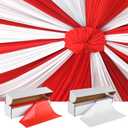 2 Rolls 54'' x 100 Circus Tablecloth Roll Red and White Solid Color Table Cover with Slide Cutter Disposable DIY Carnival Tent Party Supplies for Stage Backdrop Curtains Ceiling Wall Drapes