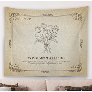 Christian Floral Vintage Wall Tapestry Hanging for Bedroom, Rustic Lily Easter Boho Bible Verse Scripture Religious Tapestries Wall Hanging Decor Gifts for Women Living Room Home Prayer Room 20x30 Inch Flower-1