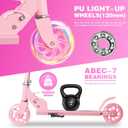 Nattork Scooter for Kids Ages 3-8 Kick Kids Scooters for Girls & Boys Light up Wheels Portable Lightweight Folding Design with Reducing System and Adjustable Height Handlebars and up to 110 Lbs
