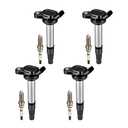BDFHYK Ignition Coil Pack UF596 and Iridium Spark Plugs 93501 Compatible with Toyota Corolla 2009 2010 2011 2012 2013 Toyota Prius Matrix Plug-In Prius V Lexus CT200h Scion xD 1.8L L4 UF619 Set of 4